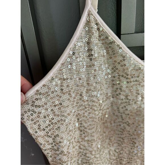 NWT Express gold cream sequins tank top S - Picture 3 of 5